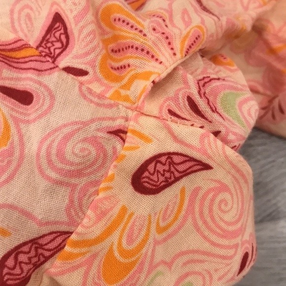 Zara Orange Paisley Open Back Cutout Flare Bell Long Sleeve Top L - Picture 10 of 15